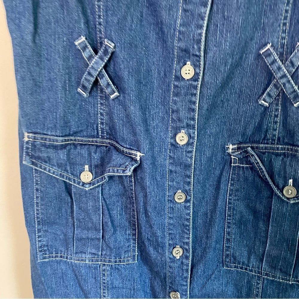 [Faded Glory] Women's Vintage Denim Western Maxi Length Sleeveless Dress - Picture 3 of 7